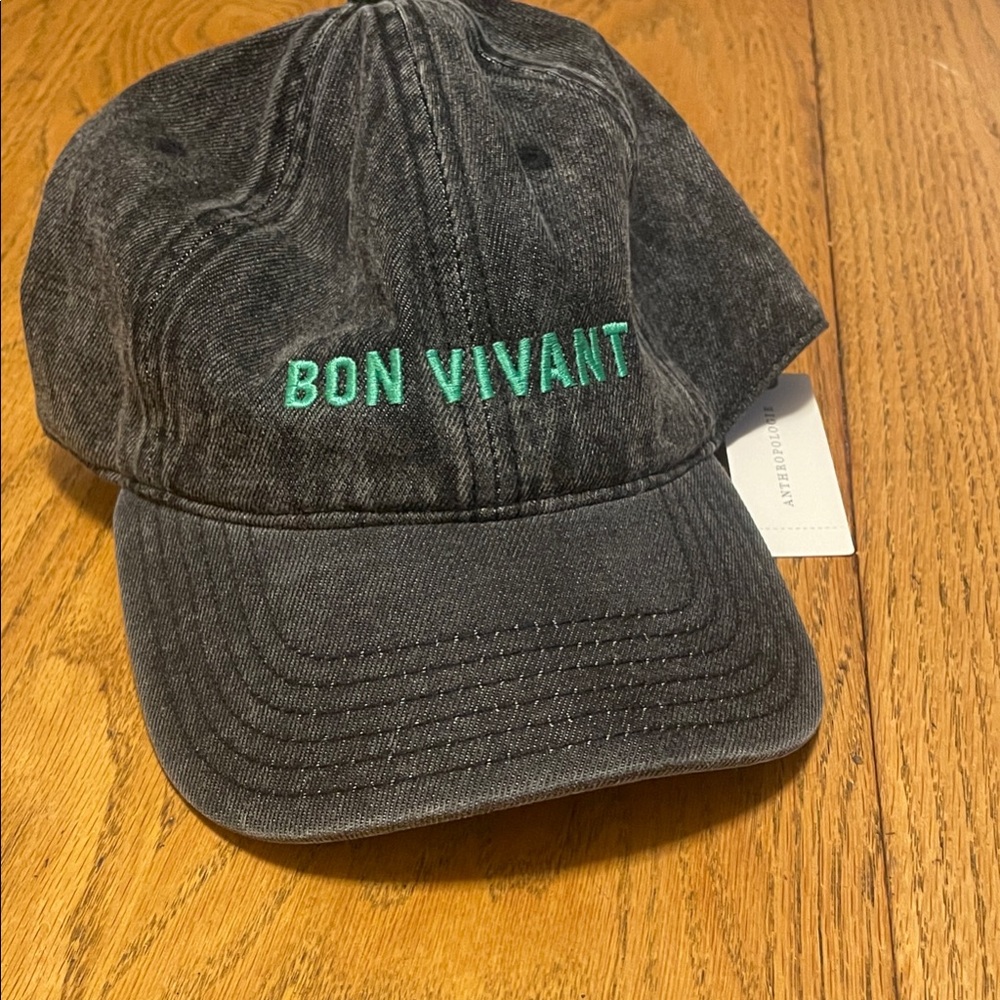 Clare V. Bon Vivant Embroidered Black Denim Cap